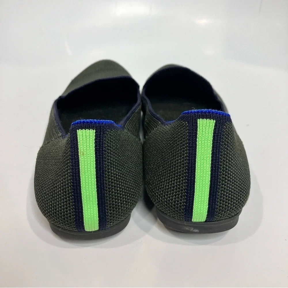 Rothy’s The Loafer round toe olive green neon stripe on‎ the back size 7.5 - Picture 5 of 9